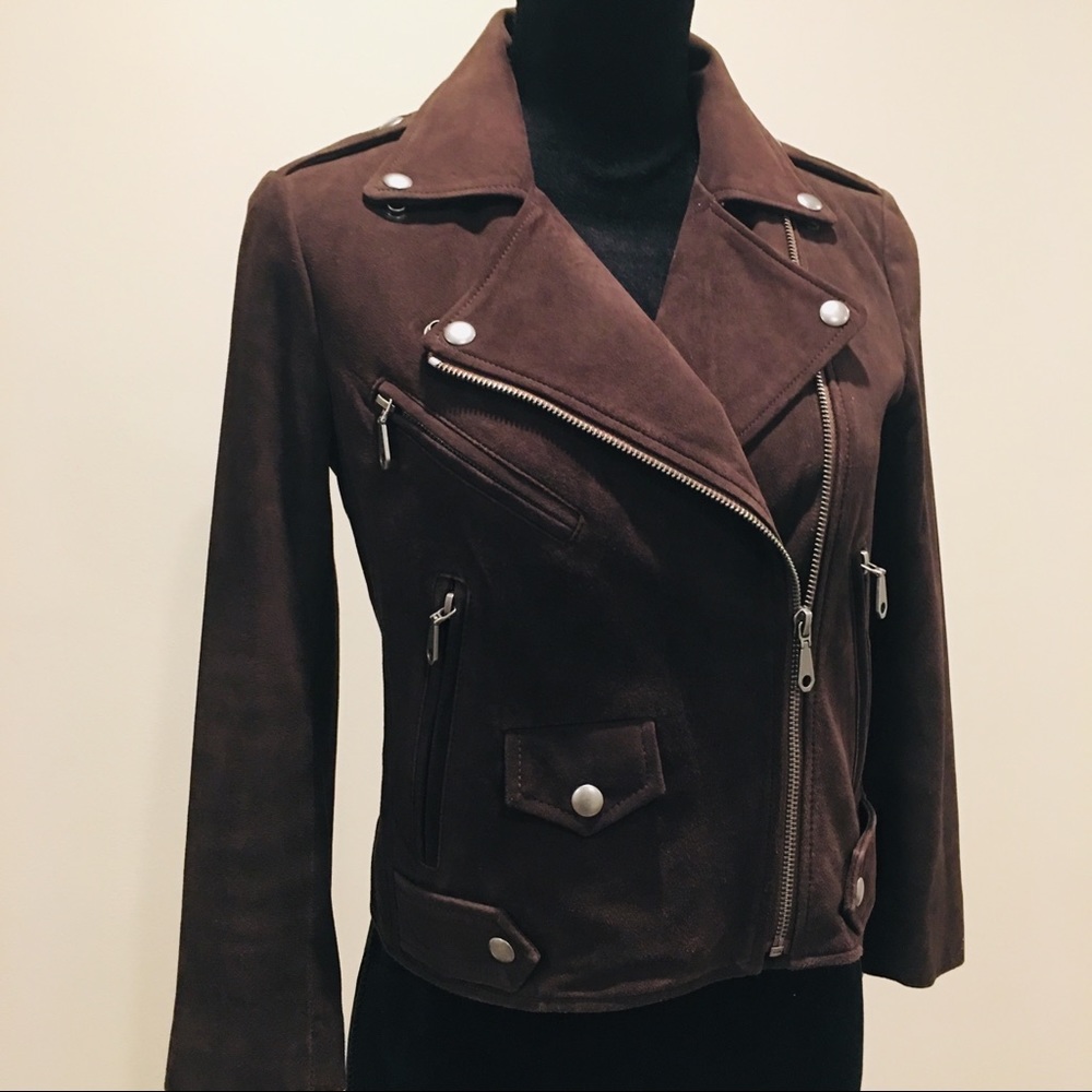 $600 original price BROWN SUEDE GENUINE SUEDE MOTO JACKET - Picture 3 of 9